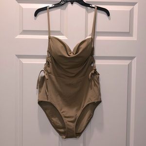 Aerie beige one piece swim suit; never worn NWT (Size XL)